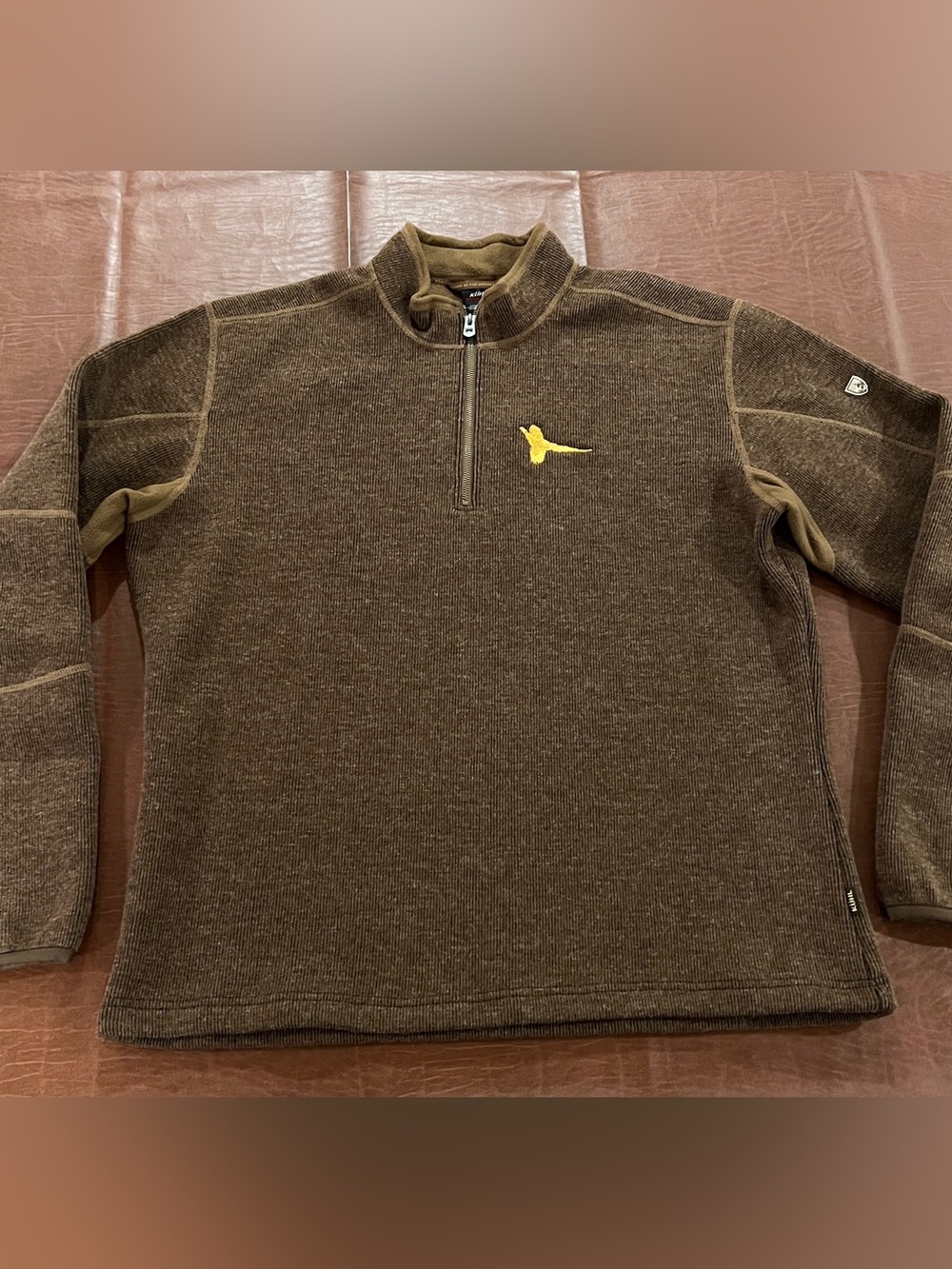 KUHL Thor 1/4 Zip Born in the Mountain Wool-Blend Sweater Brown - XL